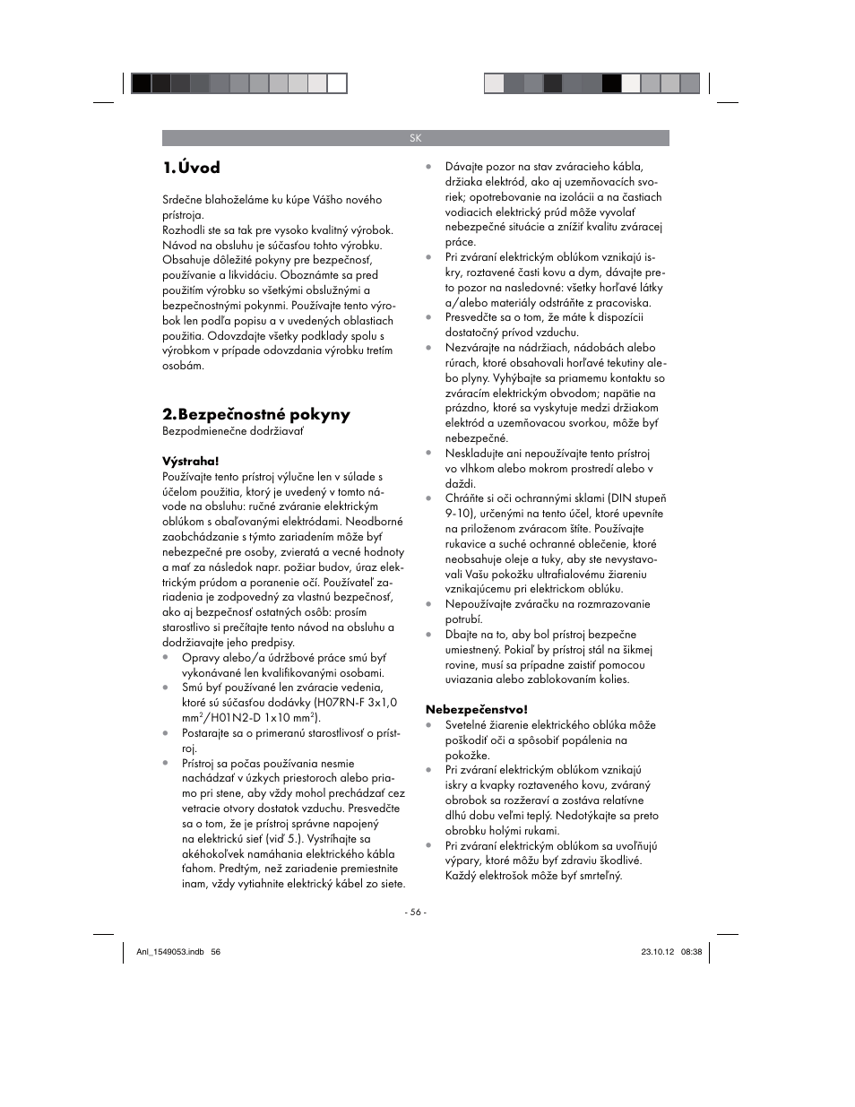 Úvod, Bezpečnostné pokyny | Parkside PESG 120 A1 User Manual | Page 56 / 94