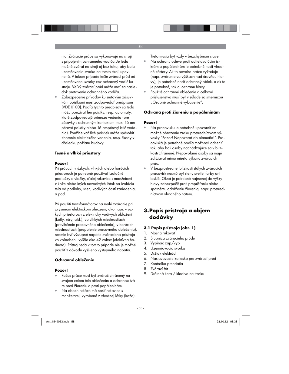 Popis prístroja a objem dodávky | Parkside PESG 120 A1 User Manual | Page 58 / 94