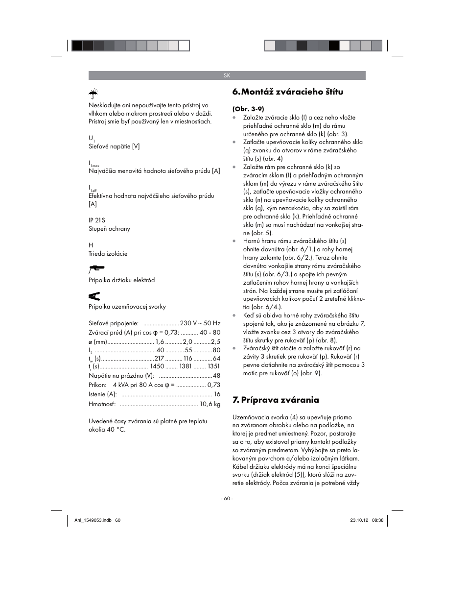 Montáž zváracieho štítu, Príprava zvárania | Parkside PESG 120 A1 User Manual | Page 60 / 94