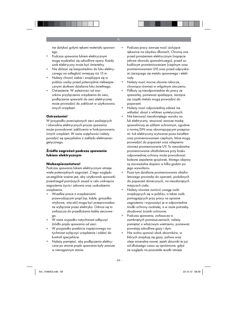 Parkside PESG 120 A1 User Manual | Page 69 / 94