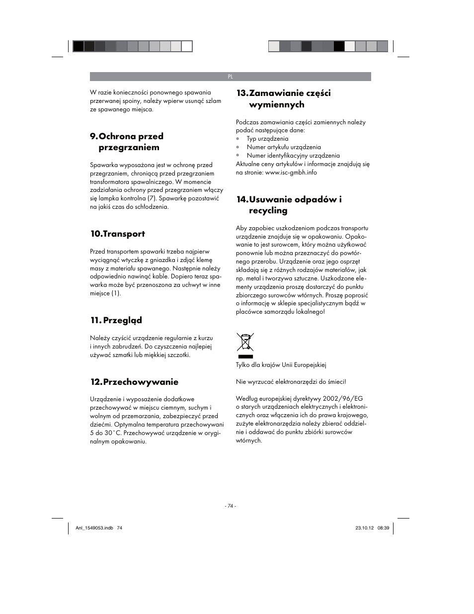 Parkside PESG 120 A1 User Manual | Page 74 / 94