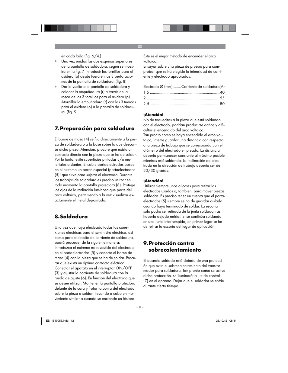 Preparación para soldadura, Soldadura, Protección contra sobrecalentamiento | Parkside PESG 120 A1 User Manual | Page 12 / 66