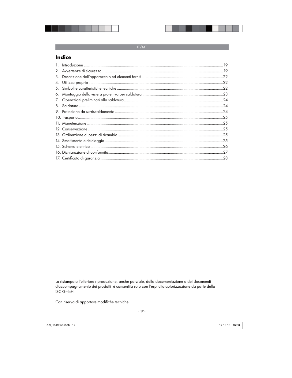 Indice | Parkside PESG 120 A1 User Manual | Page 17 / 66