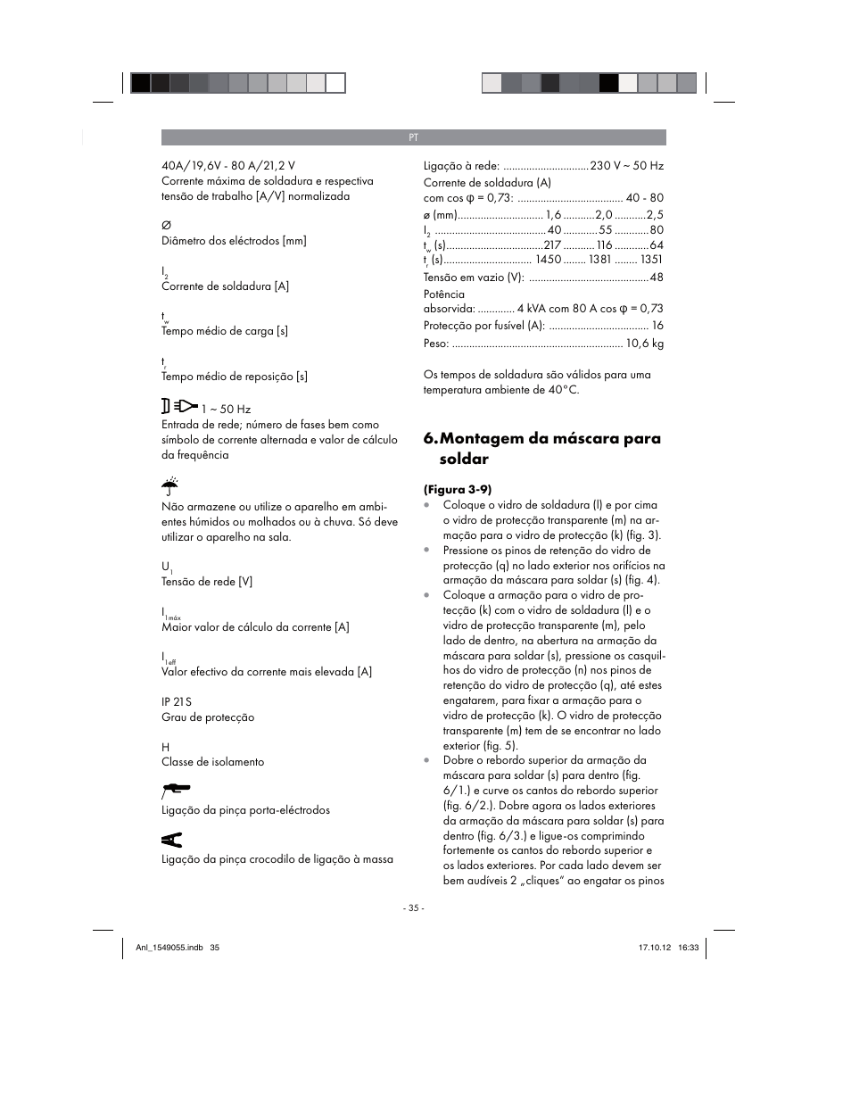 Montagem da máscara para soldar | Parkside PESG 120 A1 User Manual | Page 35 / 66