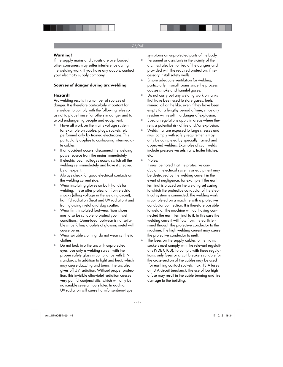 Parkside PESG 120 A1 User Manual | Page 44 / 66