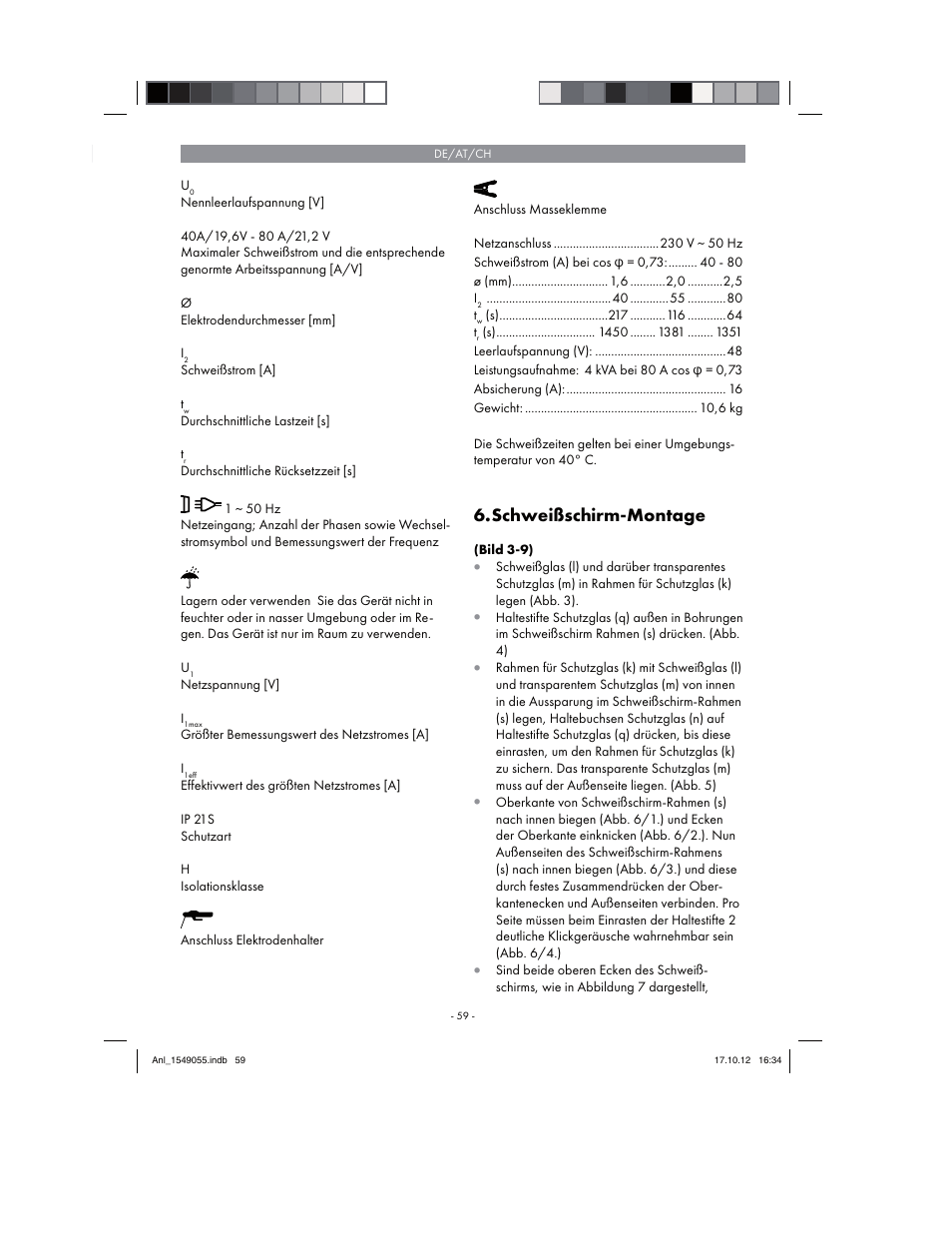 Schweißschirm-montage | Parkside PESG 120 A1 User Manual | Page 59 / 66