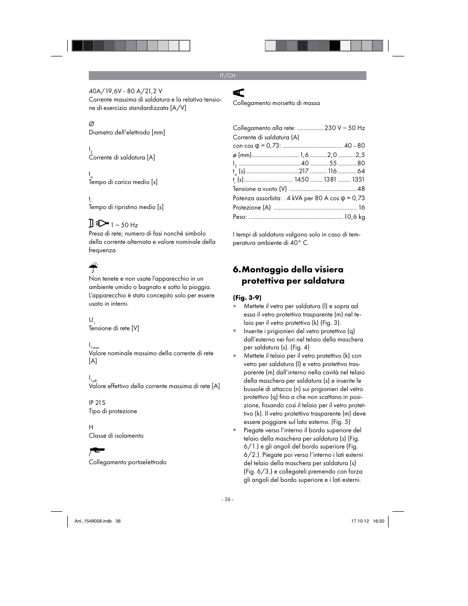 Montaggio della visiera protettiva per saldatura | Parkside PESG 120 A1 User Manual | Page 36 / 58