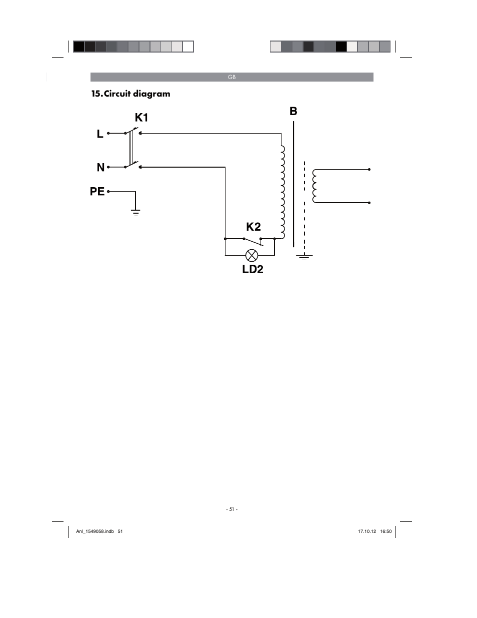 Circuit diagram | Parkside PESG 120 A1 User Manual | Page 51 / 58