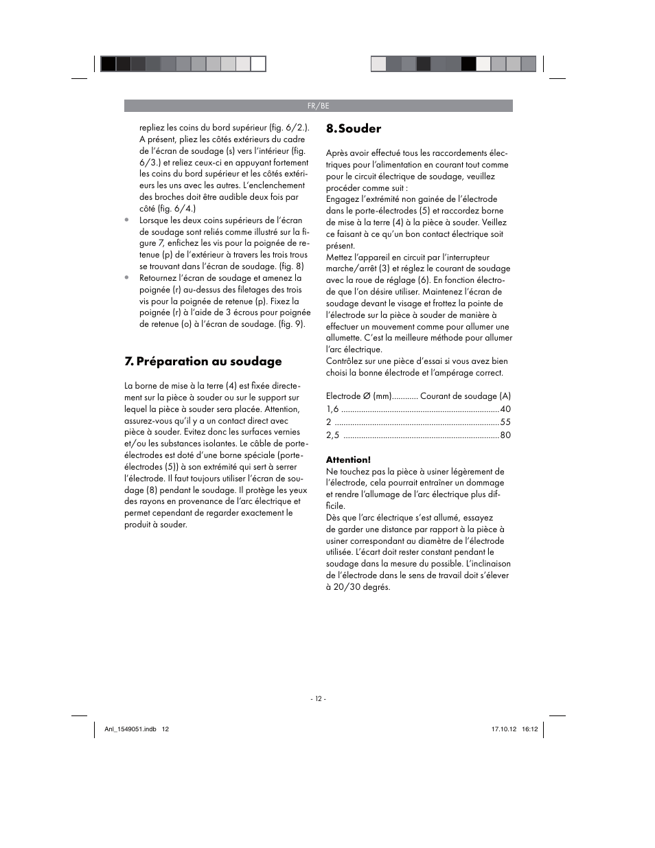 Préparation au soudage, Souder | Parkside PESG 120 A1 User Manual | Page 12 / 58