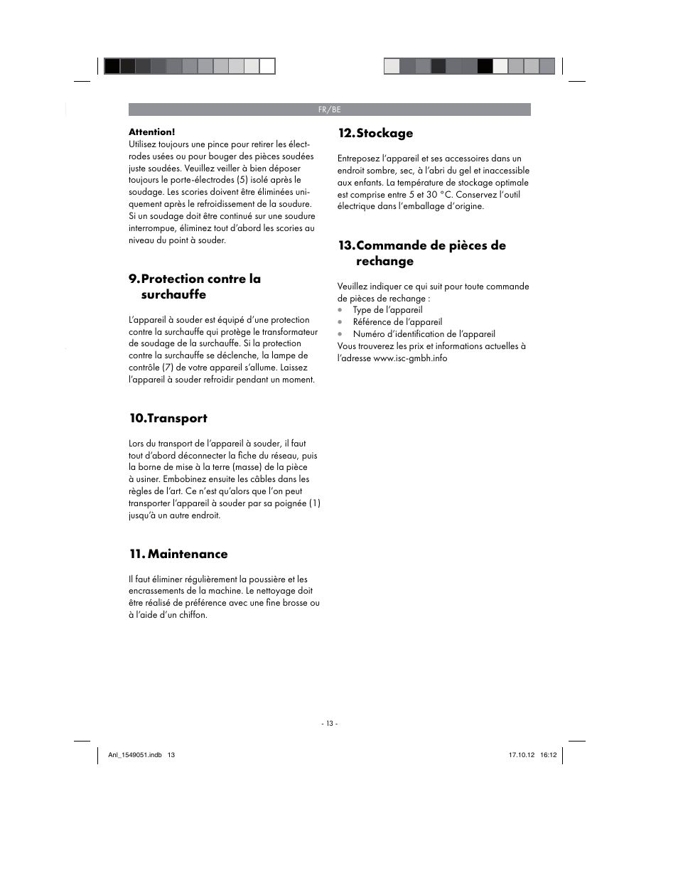 Protection contre la surchauffe, Transport, Maintenance | Stockage, Commande de pièces de rechange | Parkside PESG 120 A1 User Manual | Page 13 / 58