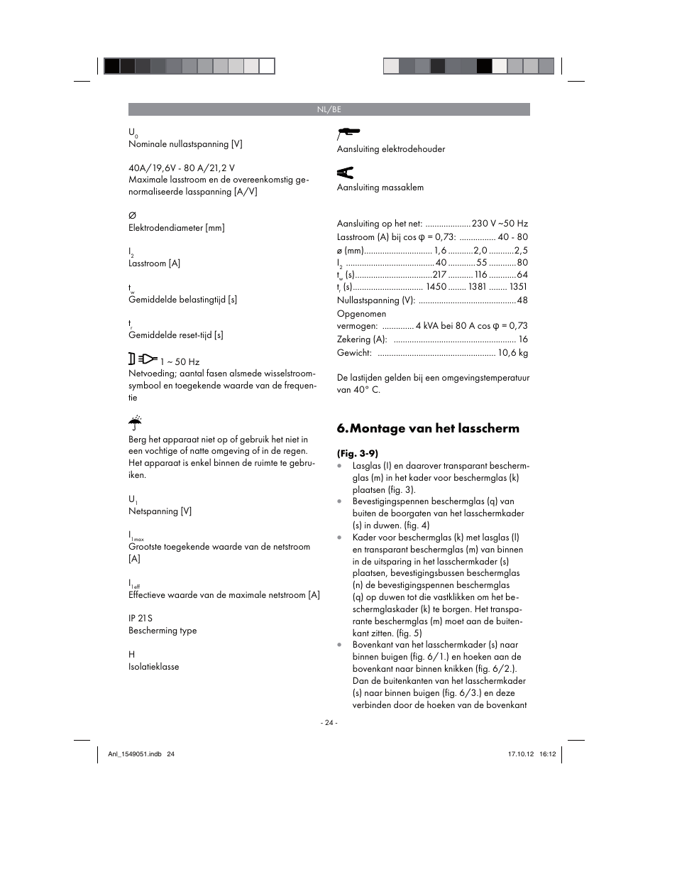 Montage van het lasscherm | Parkside PESG 120 A1 User Manual | Page 24 / 58