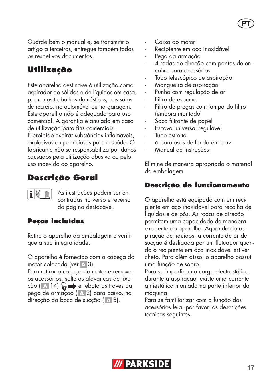 Utilização, Descrição geral | Parkside PNTS 1400 D1 User Manual | Page 17 / 56