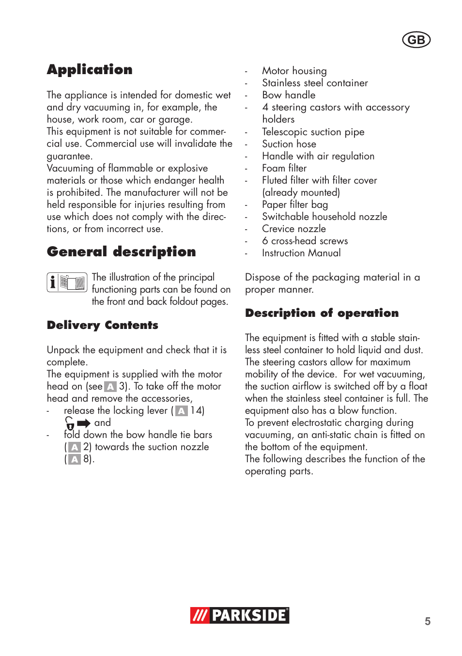 Application, General description | Parkside PNTS 1400 D1 User Manual | Page 5 / 88