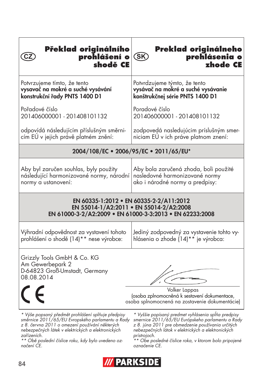 Parkside PNTS 1400 D1 User Manual | Page 84 / 88