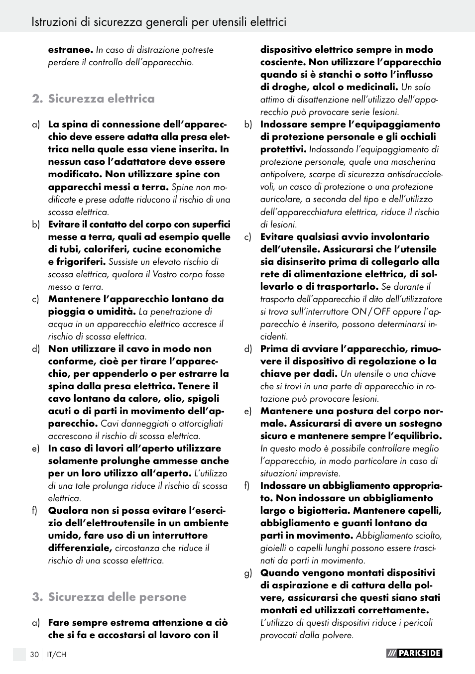 Sicurezza elettrica, Sicurezza delle persone | Parkside POF 1200 A1 User Manual | Page 30 / 46