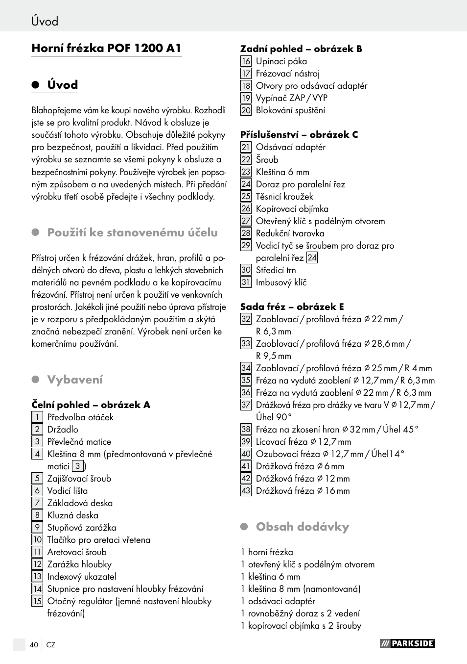 Parkside POF 1200 A1 User Manual | Page 40 / 69