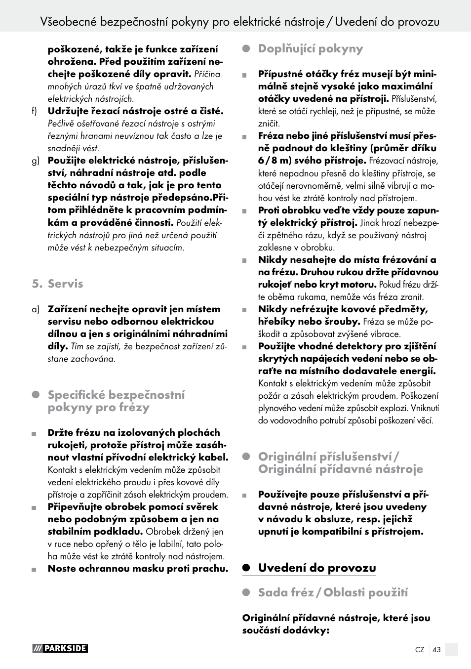 Parkside POF 1200 A1 User Manual | Page 43 / 69