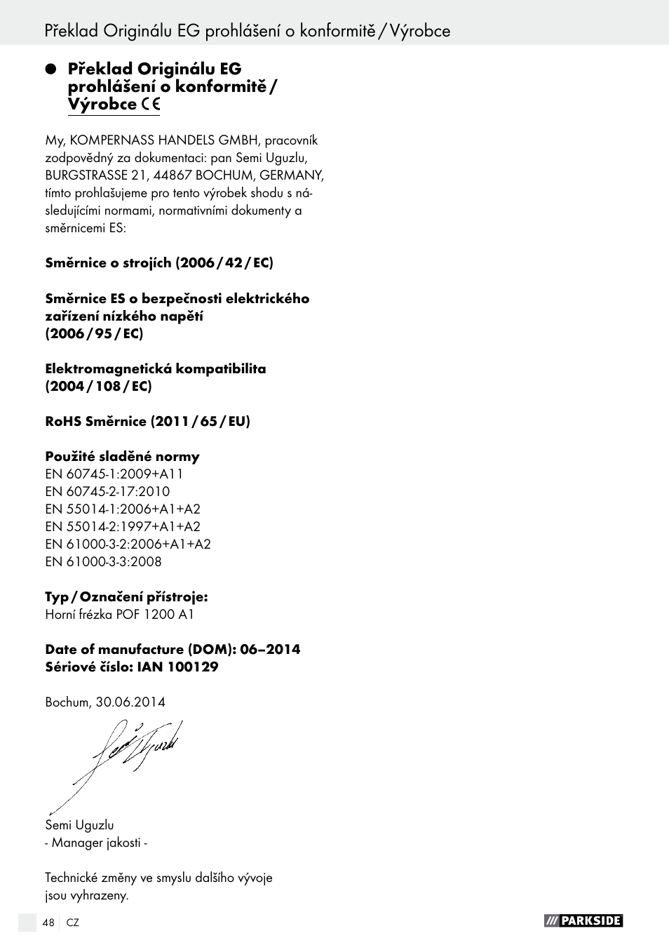 Parkside POF 1200 A1 User Manual | Page 48 / 69