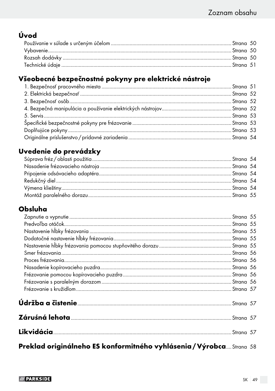Parkside POF 1200 A1 User Manual | Page 49 / 69