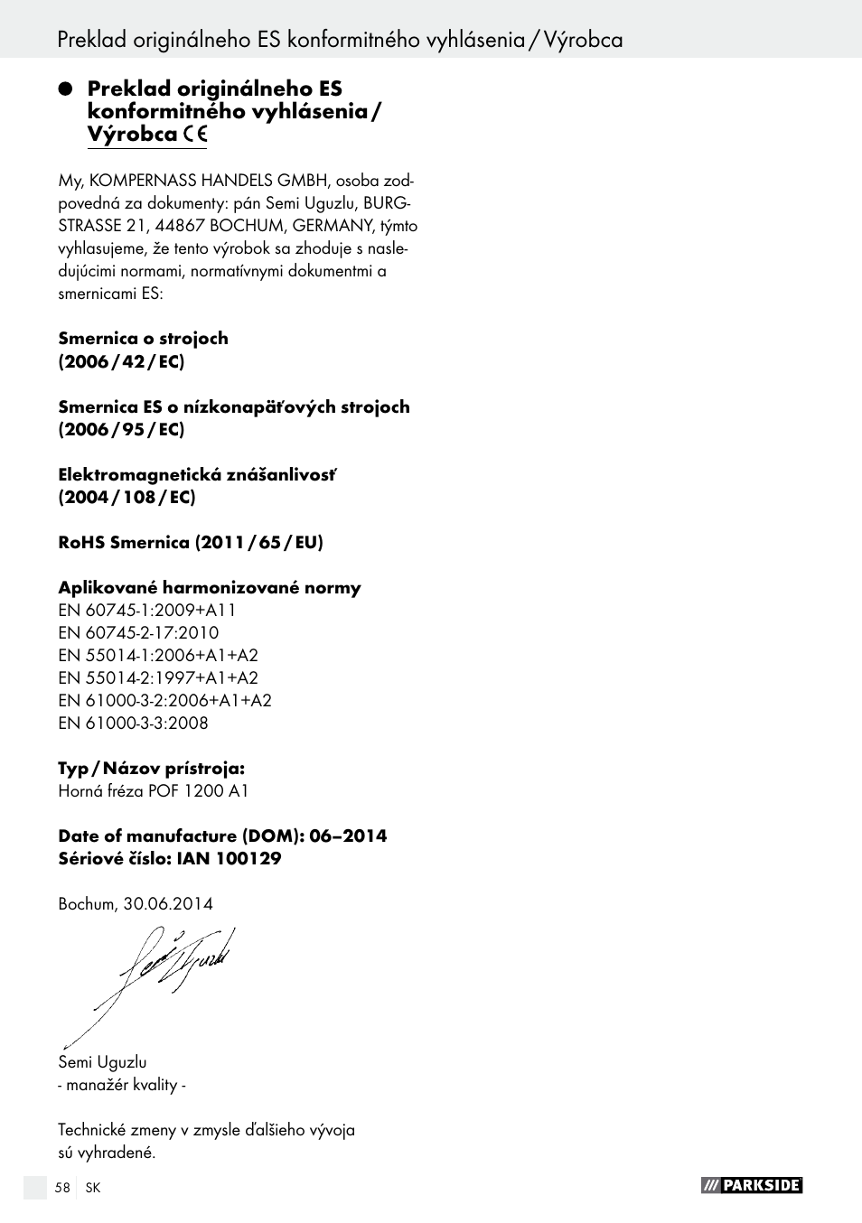 Parkside POF 1200 A1 User Manual | Page 58 / 69