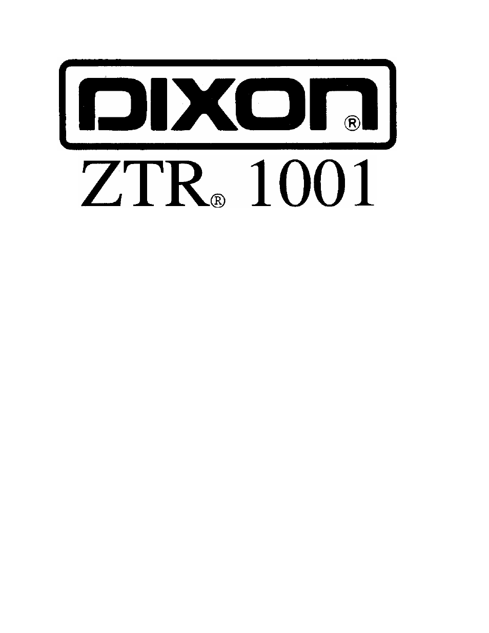 Dixon 1001 User Manual | 41 pages