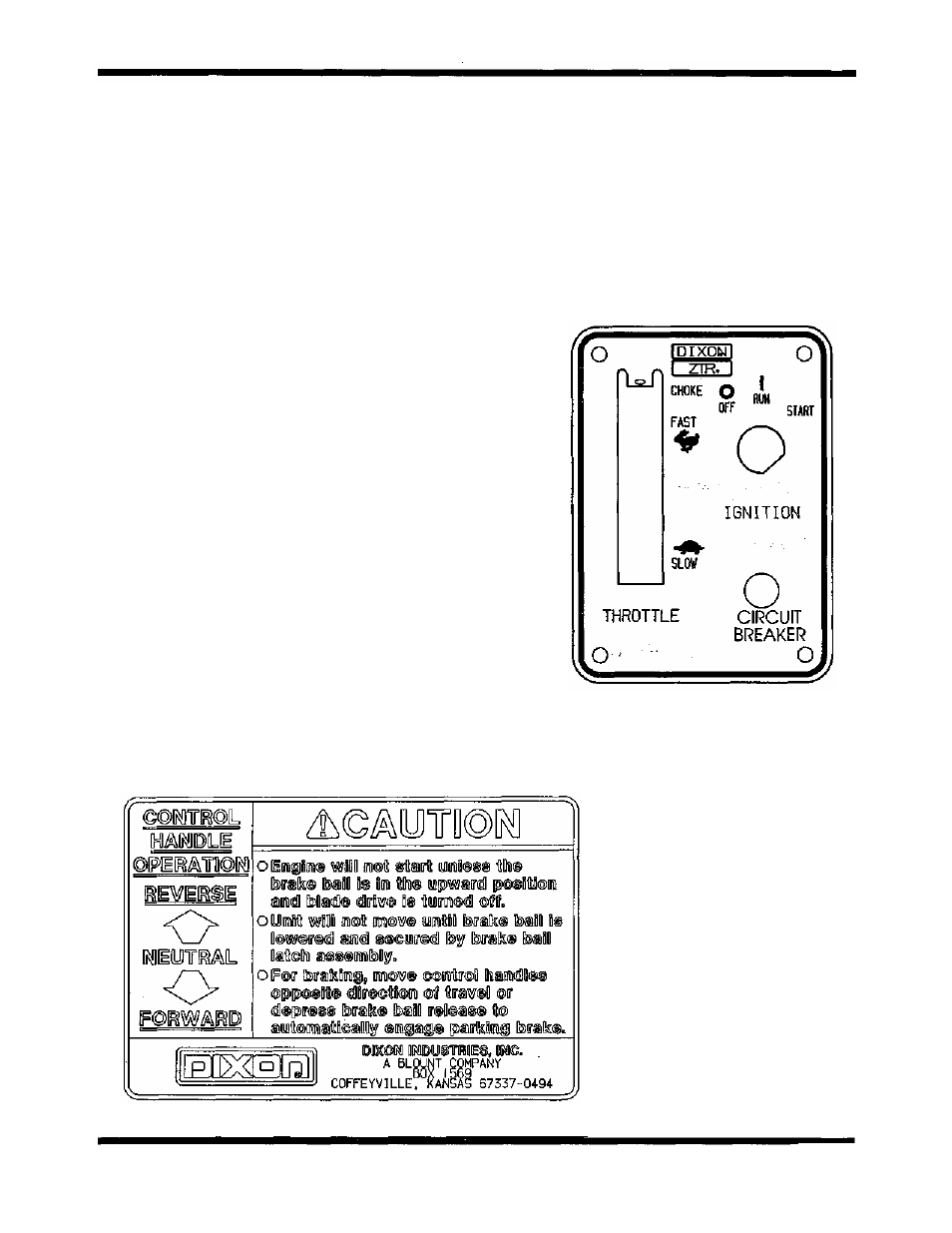 Operation instructions | Dixon 1001 User Manual | Page 18 / 41