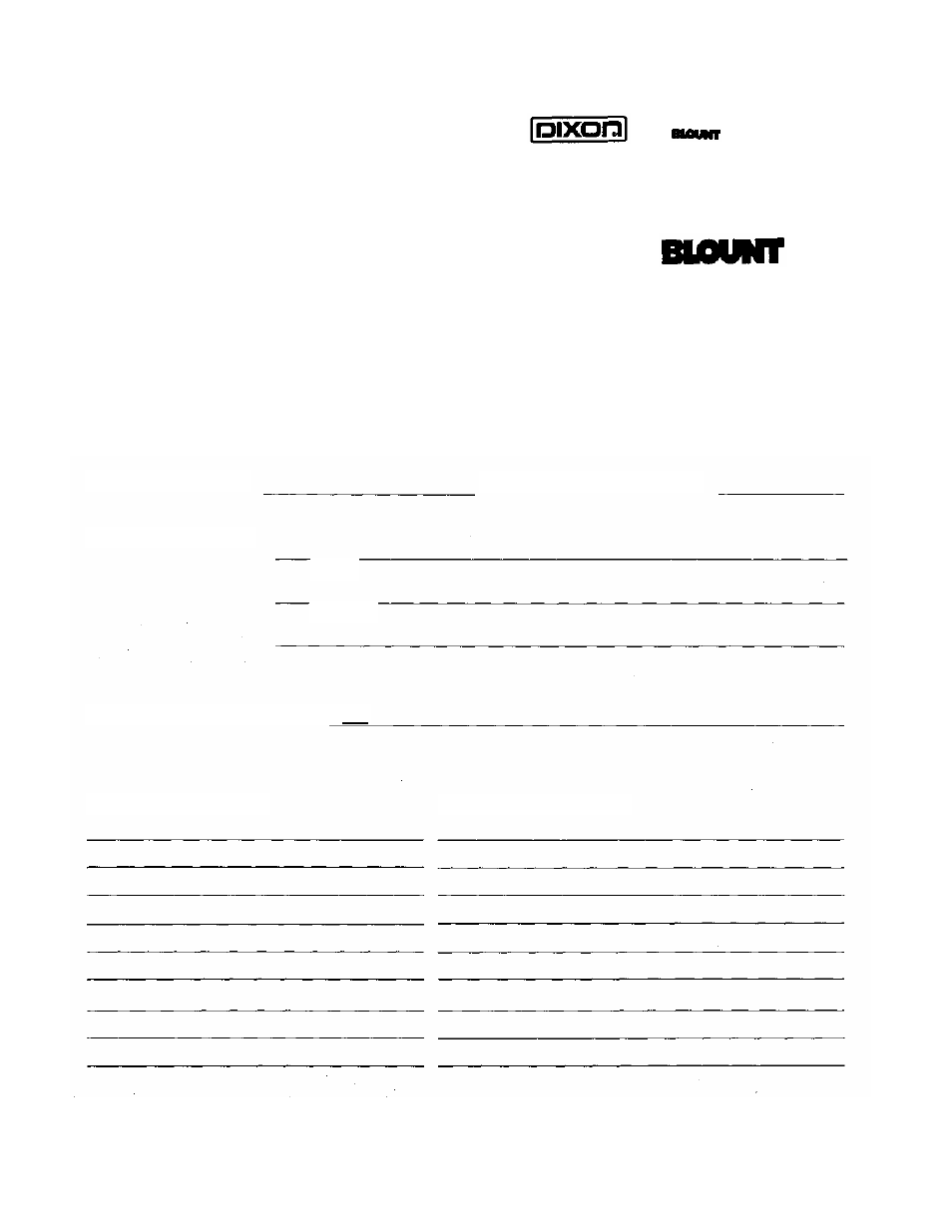 Owner information | Dixon 1001 User Manual | Page 40 / 41