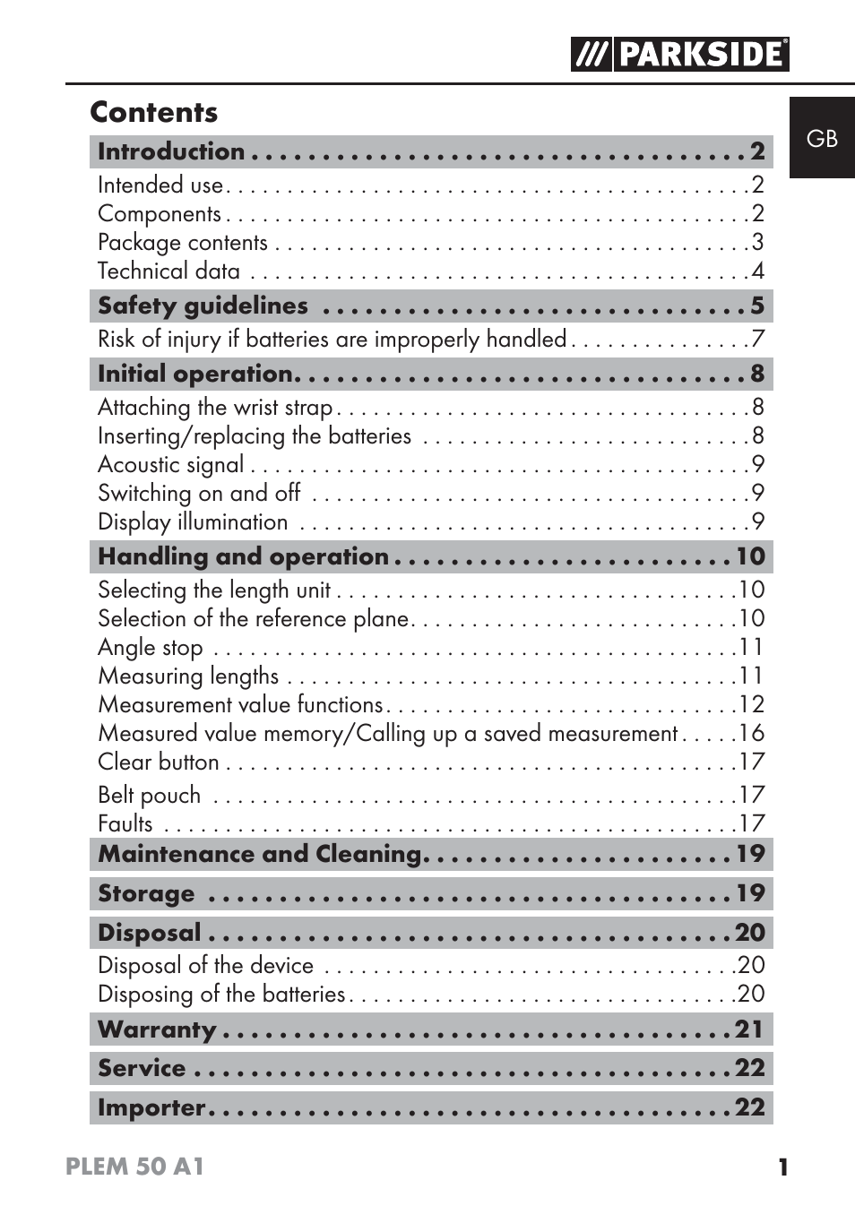 Parkside PLEM 50 A1 User Manual | Page 4 / 114