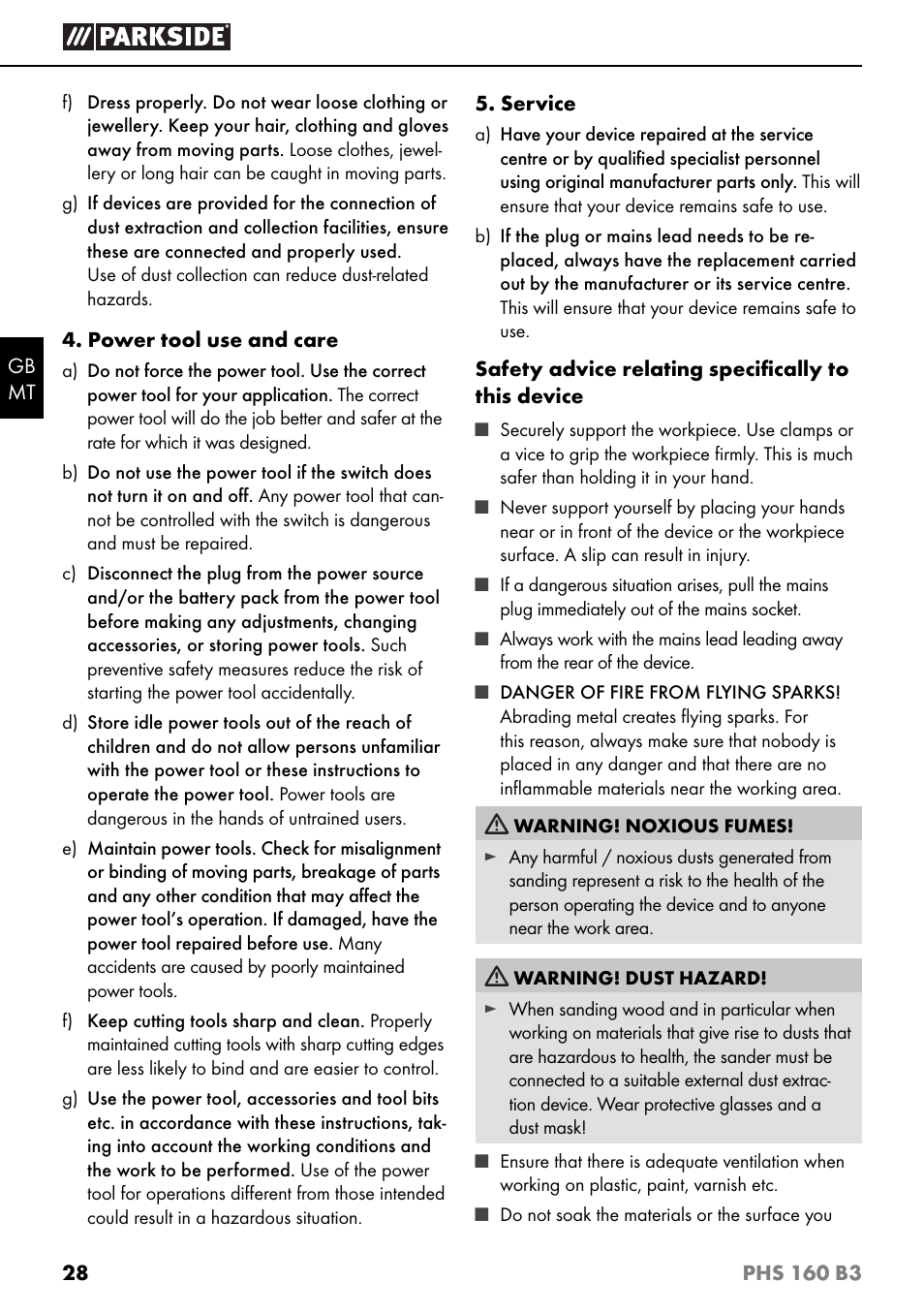 Parkside PHS 160 B3 User Manual | Page 31 / 44