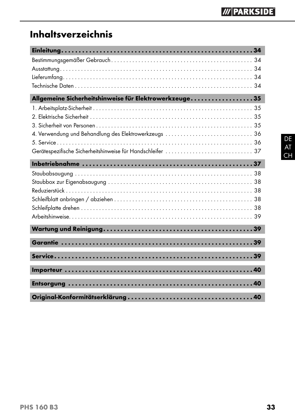 Parkside PHS 160 B3 User Manual | Page 36 / 44