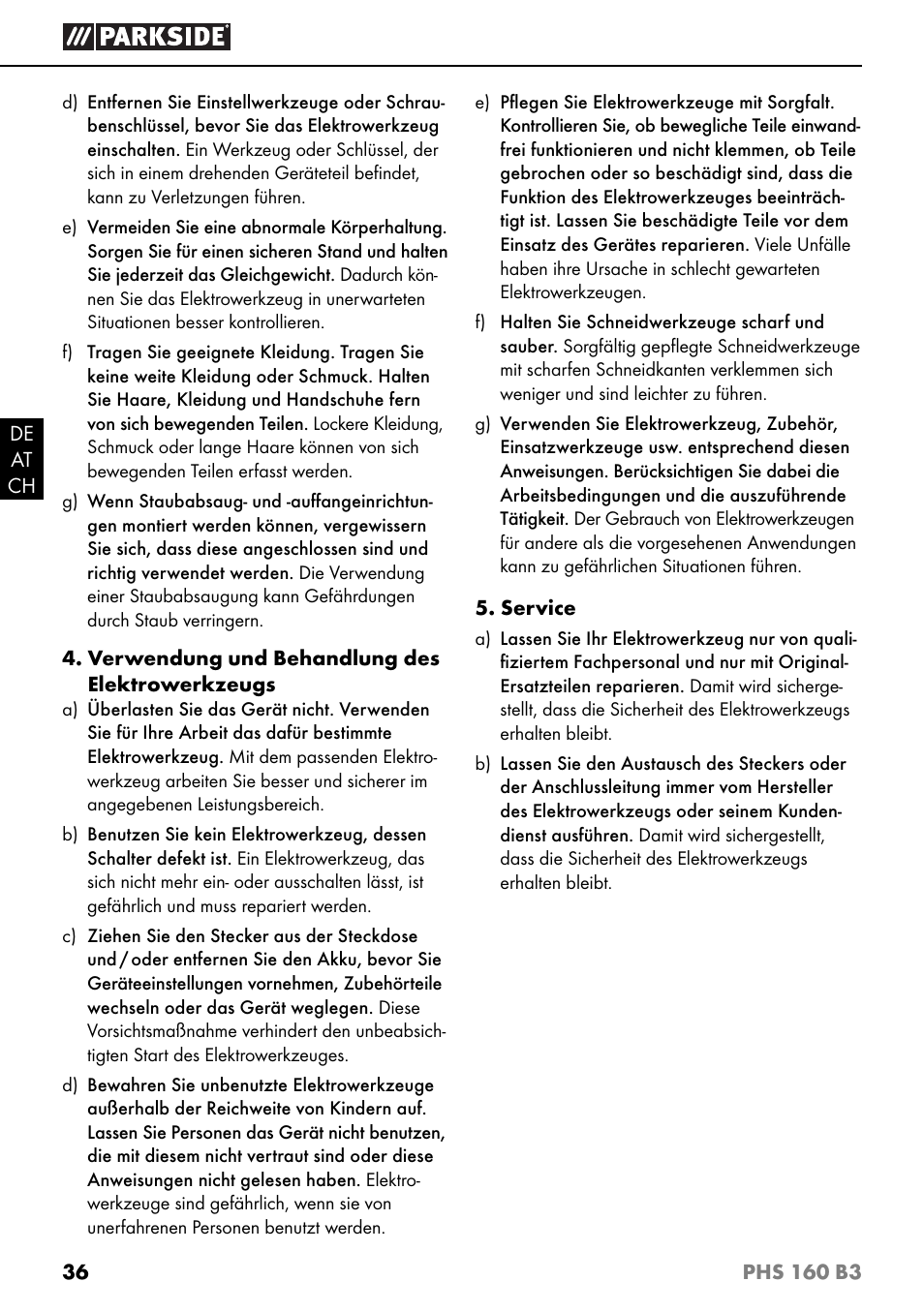 Parkside PHS 160 B3 User Manual | Page 39 / 44