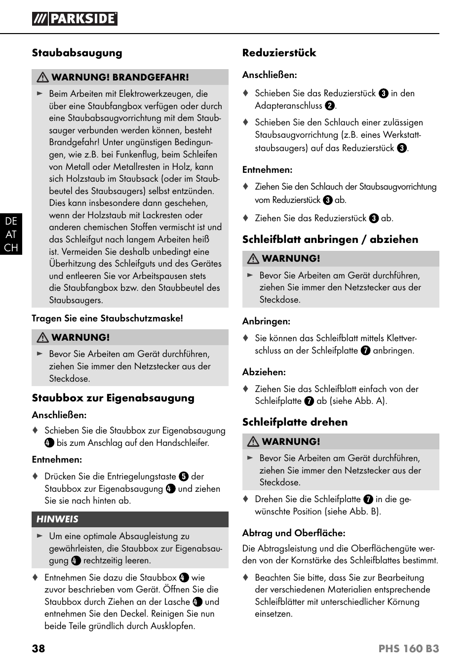 Parkside PHS 160 B3 User Manual | Page 41 / 44