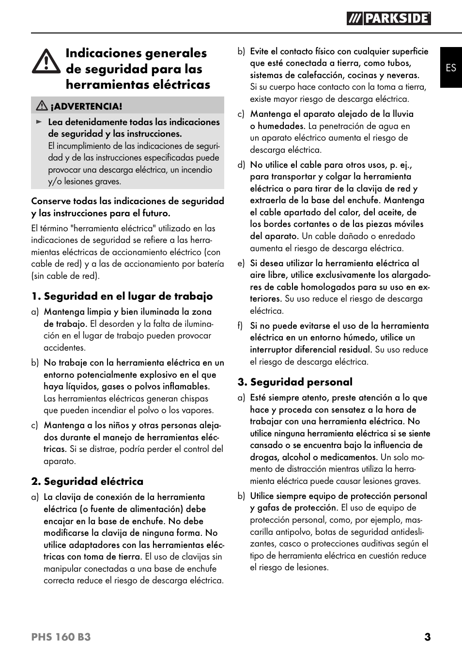 Parkside PHS 160 B3 User Manual | Page 6 / 44