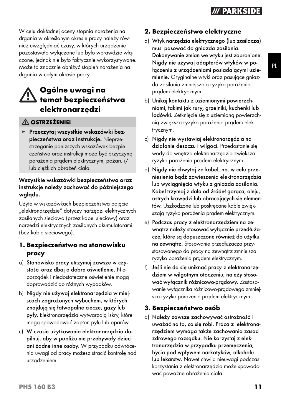 Parkside PHS 160 B3 User Manual | Page 14 / 60