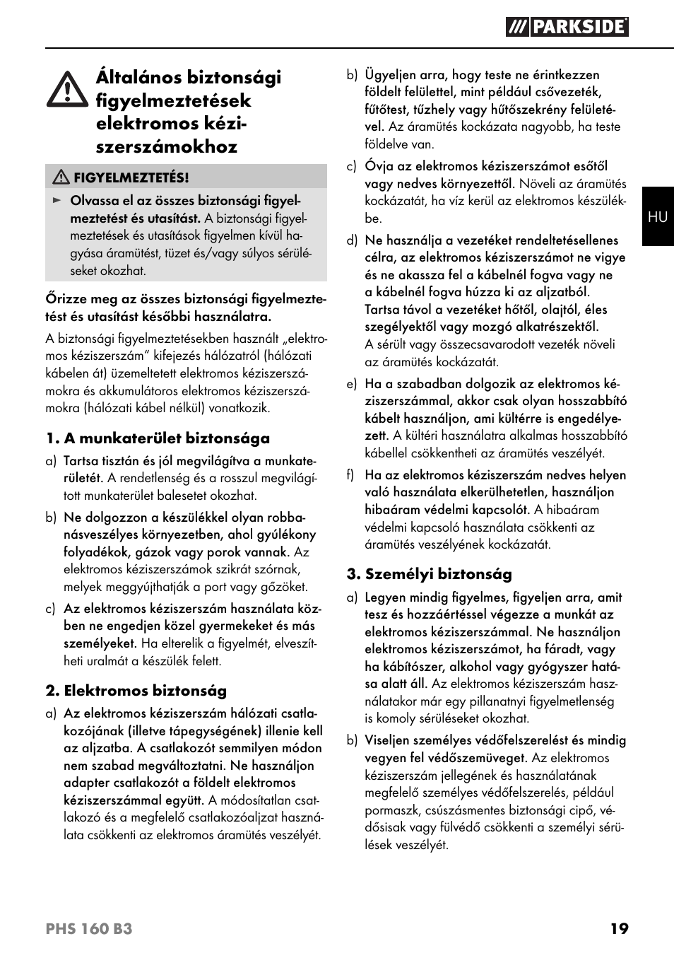 Parkside PHS 160 B3 User Manual | Page 22 / 60