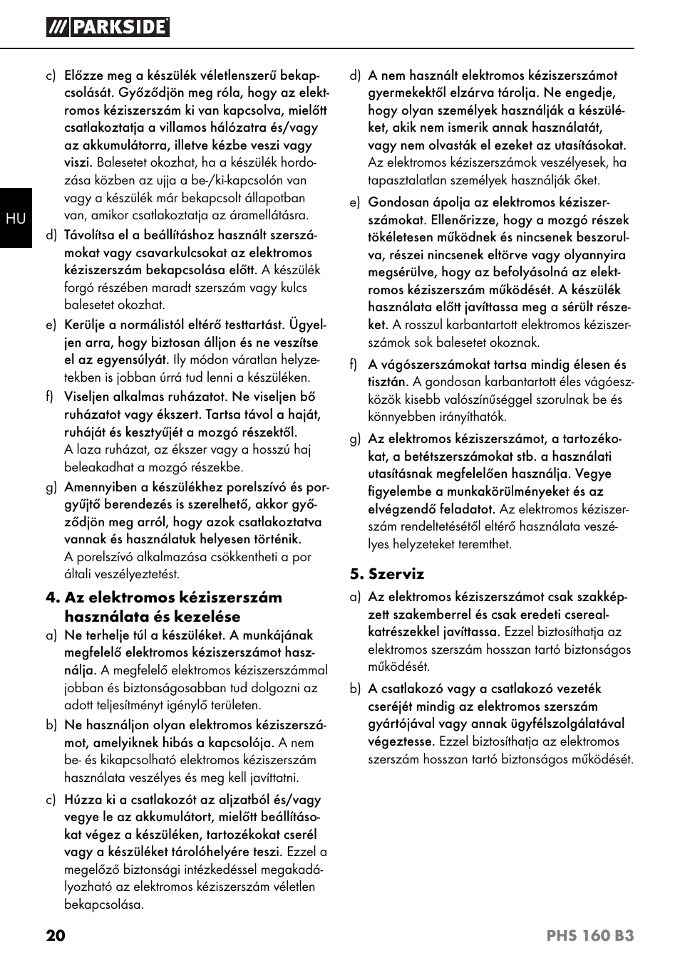 Parkside PHS 160 B3 User Manual | Page 23 / 60