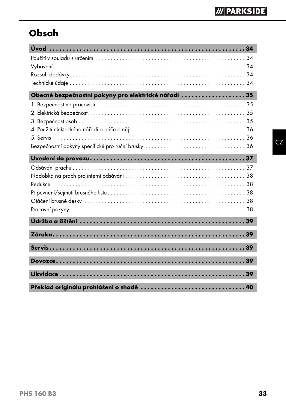 Parkside PHS 160 B3 User Manual | Page 36 / 60