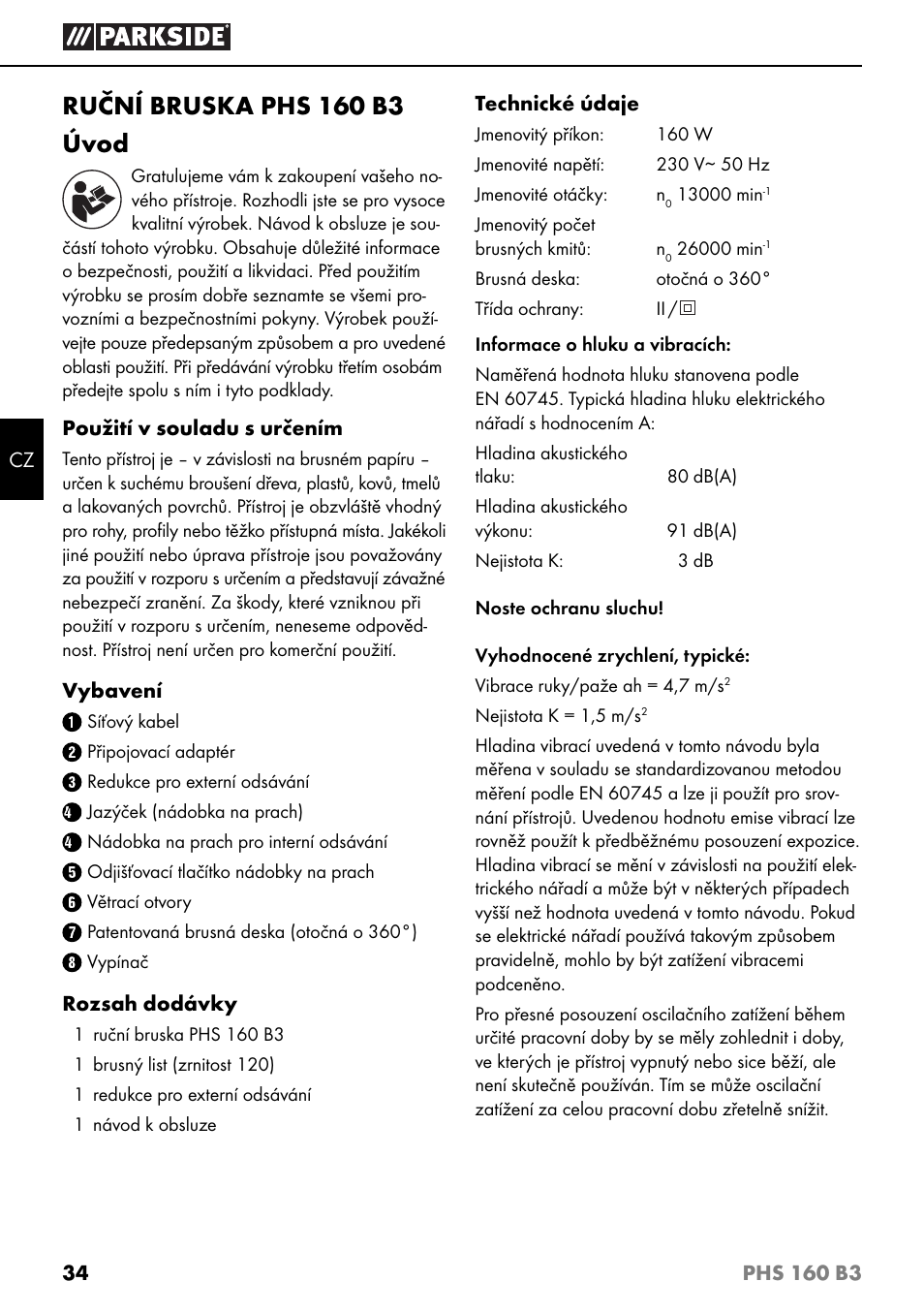 Ruční bruska phs 160 b3 úvod | Parkside PHS 160 B3 User Manual | Page 37 / 60