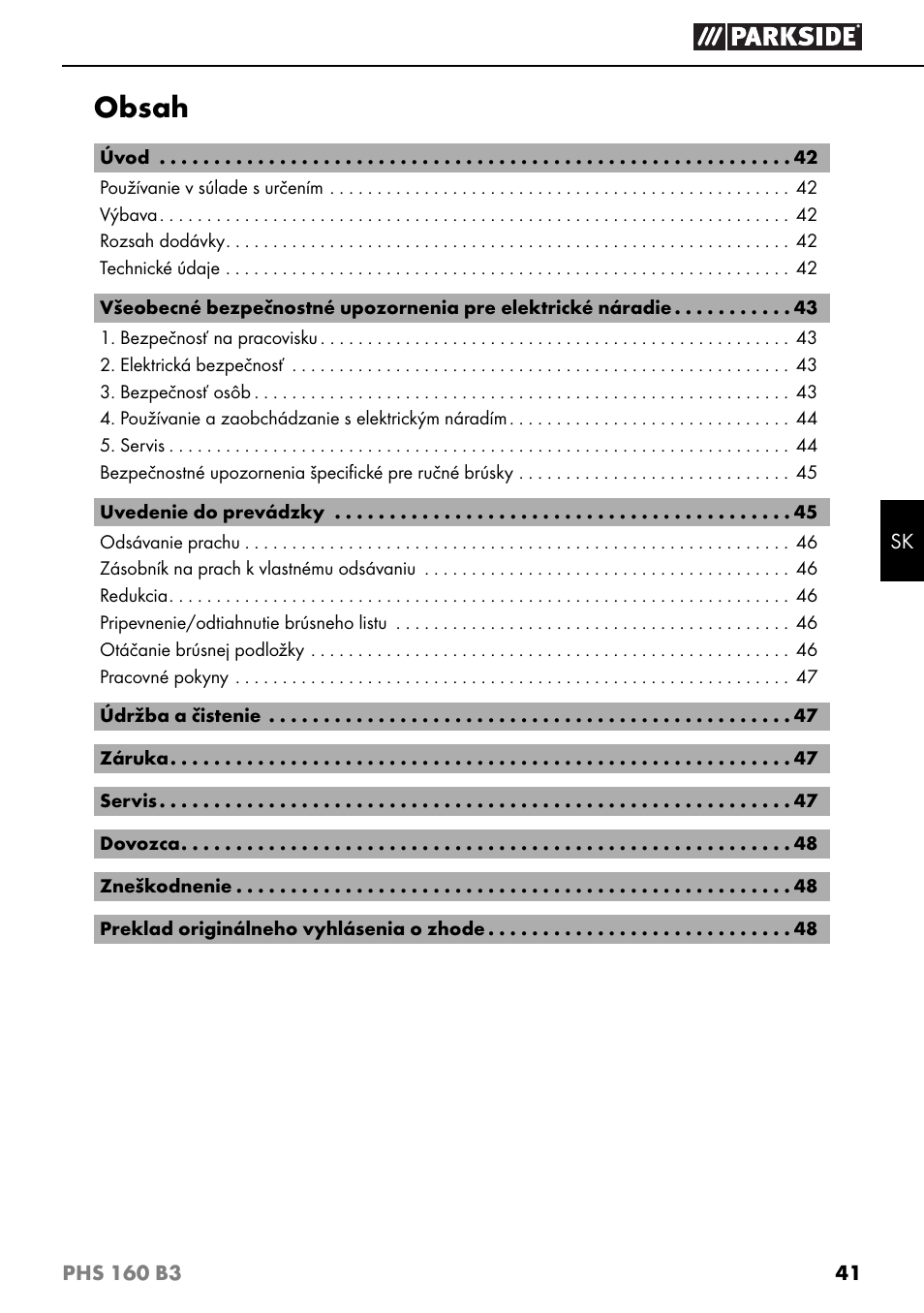 Parkside PHS 160 B3 User Manual | Page 44 / 60