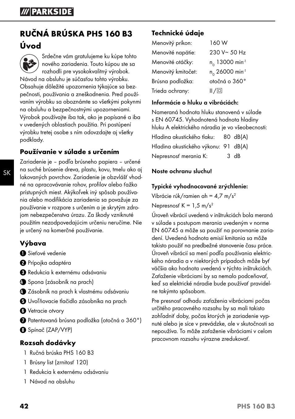 Ručná brúska phs 160 b3 úvod | Parkside PHS 160 B3 User Manual | Page 45 / 60