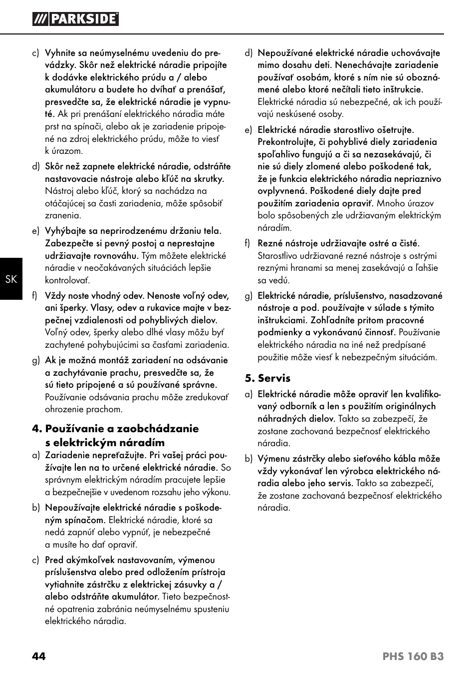 Parkside PHS 160 B3 User Manual | Page 47 / 60