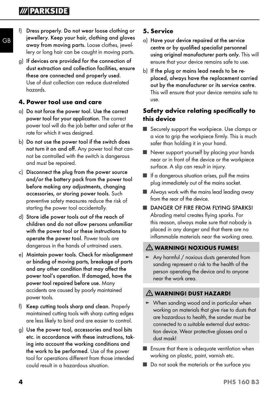 Parkside PHS 160 B3 User Manual | Page 7 / 60