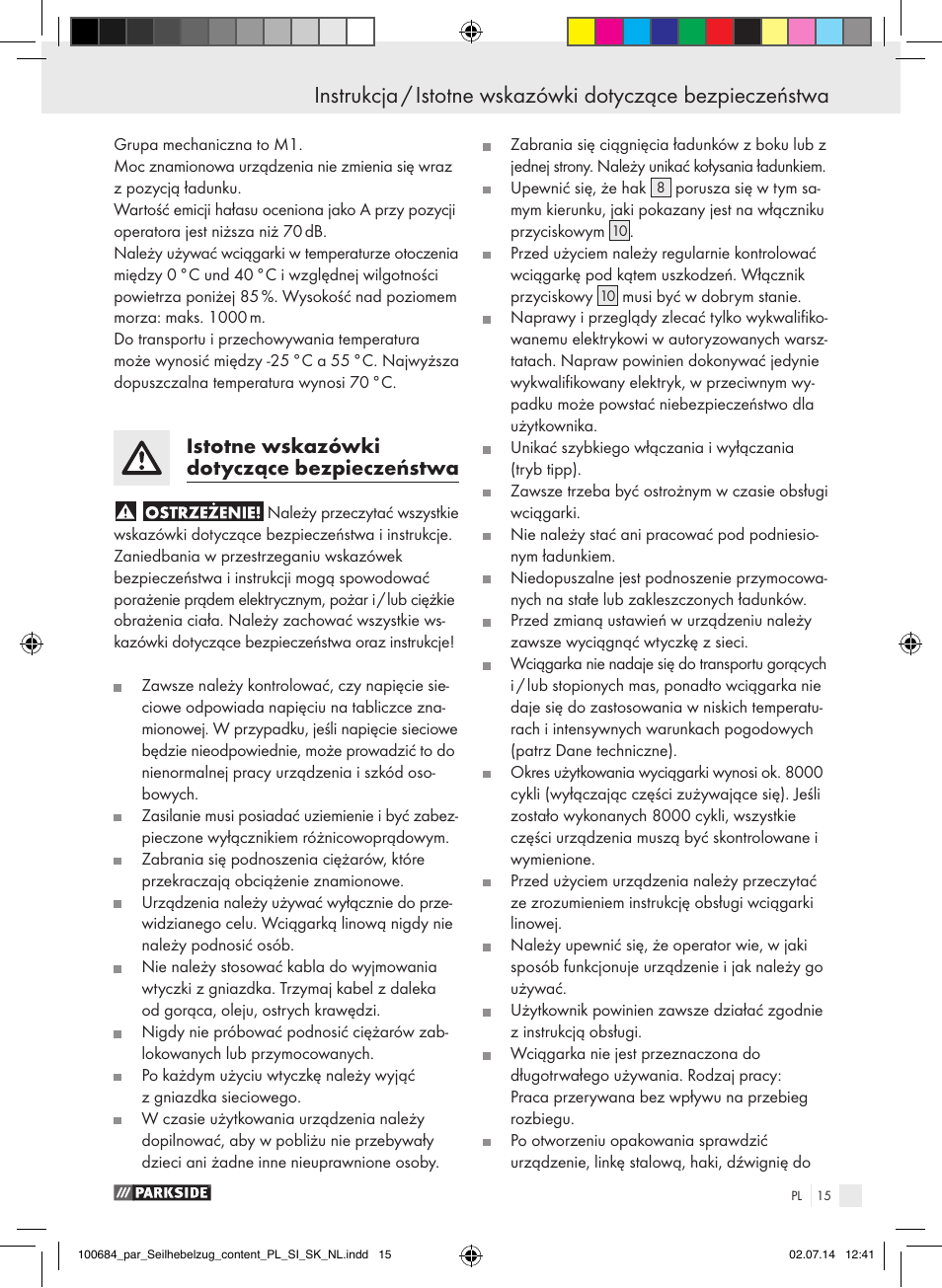 Istotne wskazówki dotyczące bezpieczeństwa | Parkside PSZ 250 B2 User Manual | Page 15 / 53