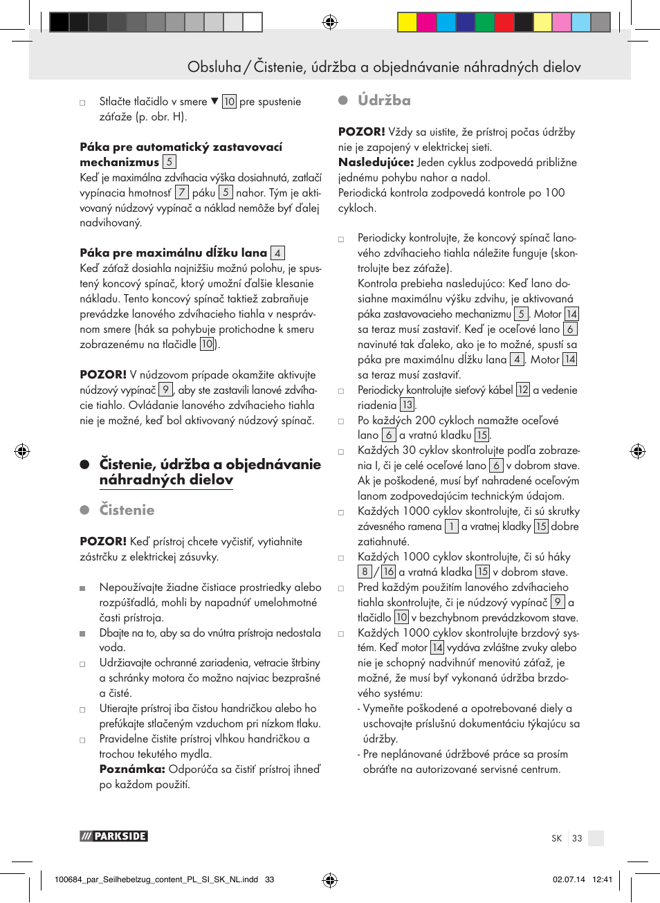 Čistenie, údržba a objednávanie náhradných dielov, Čistenie, Údržba | Parkside PSZ 250 B2 User Manual | Page 33 / 53