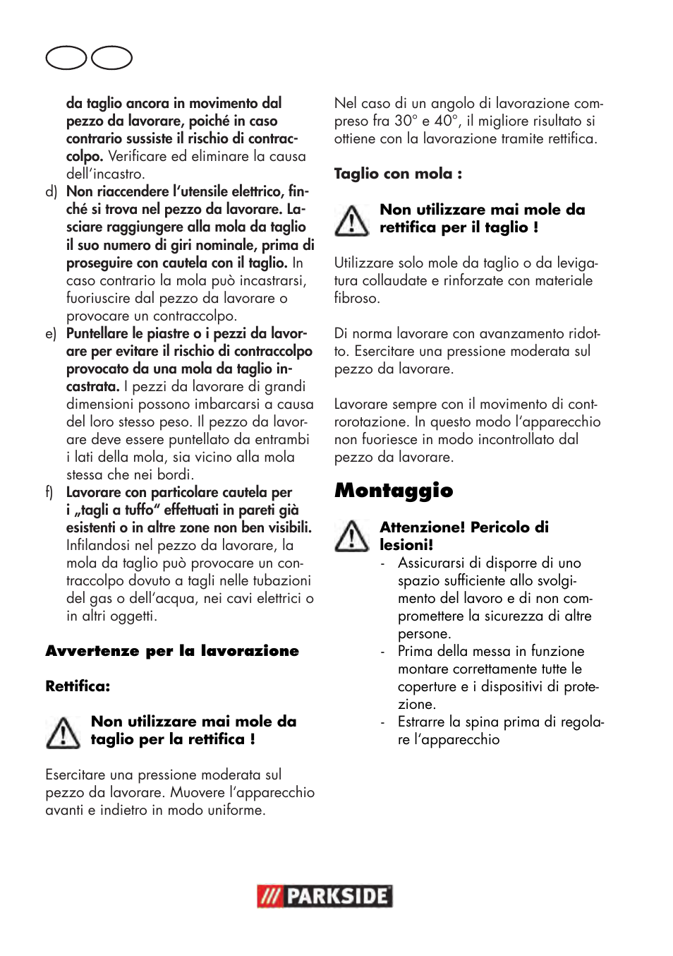 Montaggio, It mt | Parkside PWS 125 B2 User Manual | Page 34 / 102