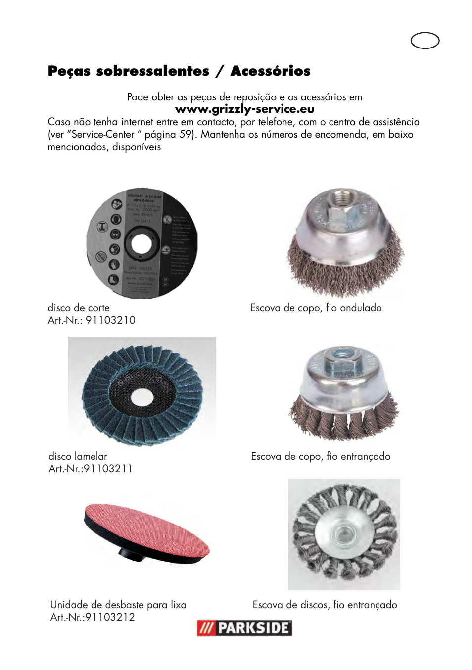 Peças sobressalentes / acessórios | Parkside PWS 125 B2 User Manual | Page 57 / 102