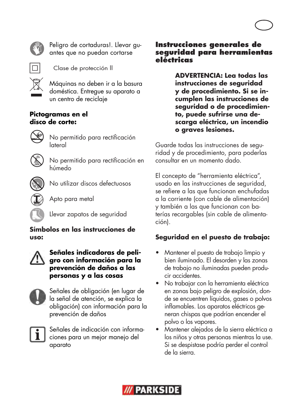 Parkside PWS 125 B2 User Manual | Page 7 / 102