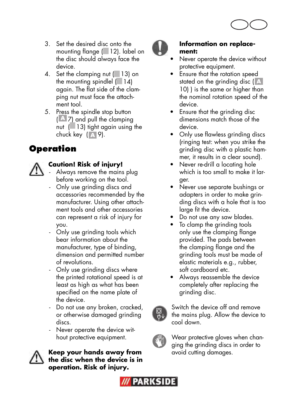 Operation, Mt gb | Parkside PWS 125 B2 User Manual | Page 71 / 102