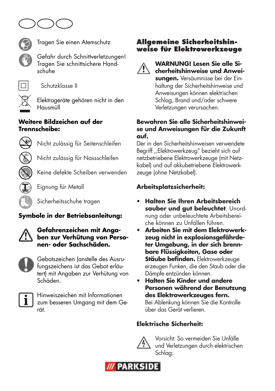 De at ch | Parkside PWS 125 B2 User Manual | Page 80 / 102