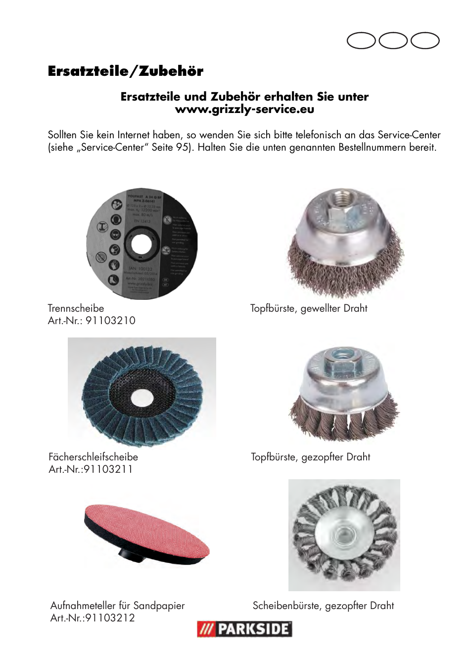 Ersatzteile/zubehör | Parkside PWS 125 B2 User Manual | Page 93 / 102